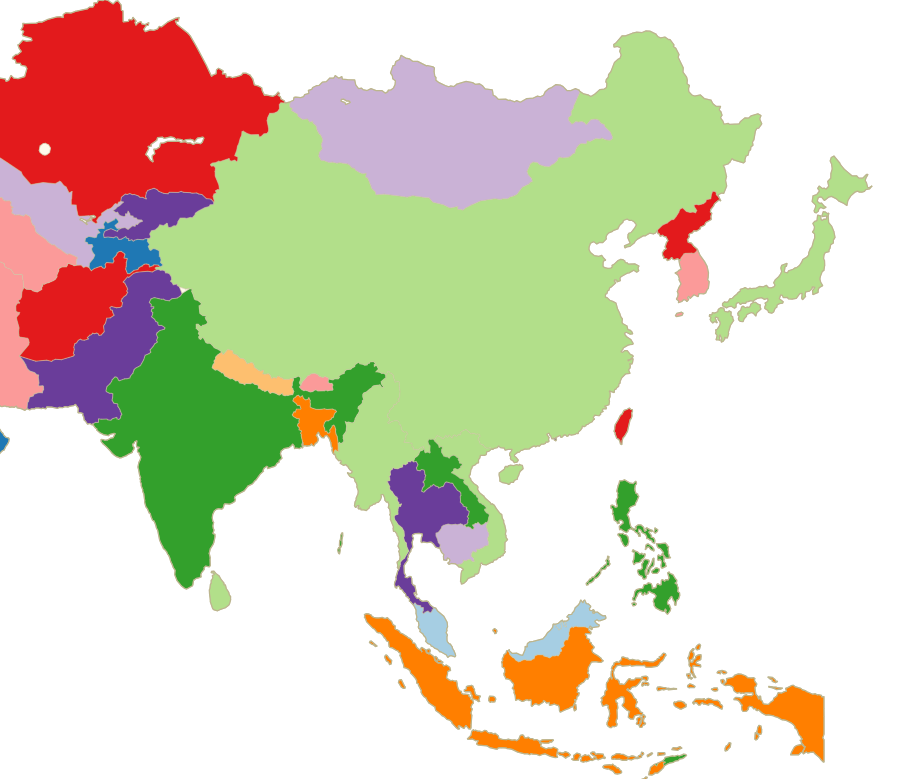 Regional Asia eSIM plans - map of Asia