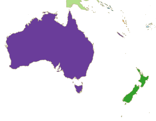 Australia and New Zealand eSIM plans - map of Australia and New Zealand