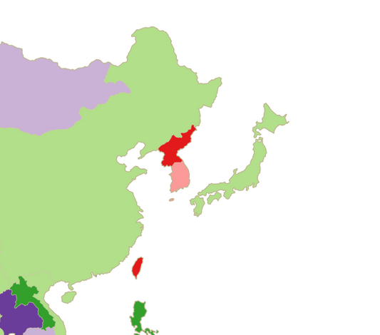 Regional China, Japan and South Korea eSIM plans - map of China, Japan and South Korea