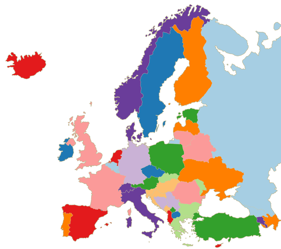Regional Europe eSIM plans - map of Europe