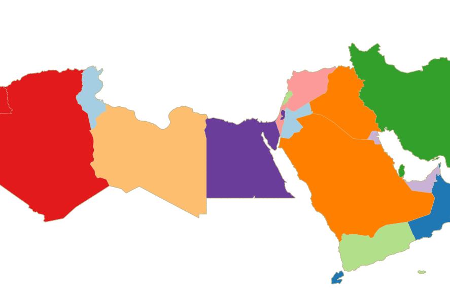 Middle East and North Africa eSIM plans - map of MENA countries