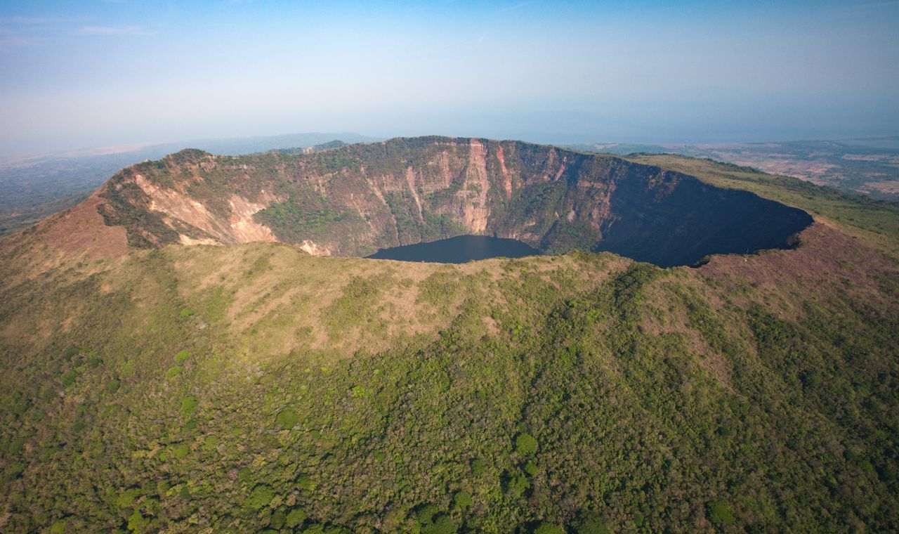 Best eSIM for Nicaragua travel - aerial photo of volcano in Nicaragua