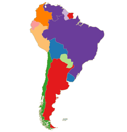 Regional South America eSIM plans - map of South America