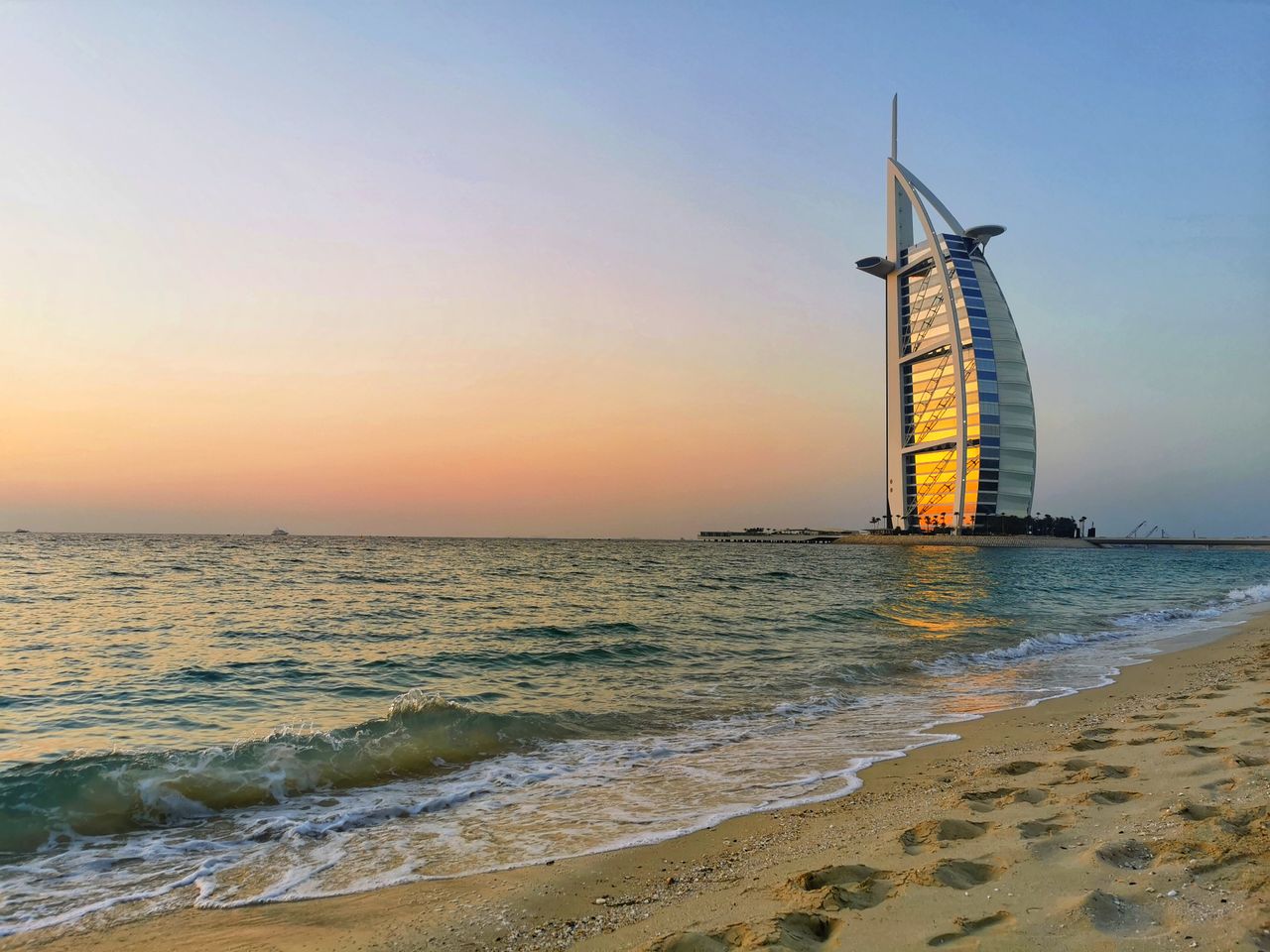 UAE eSIM plans for travel - photo of the Arabian Gulf with the Burj Al Arab in the background