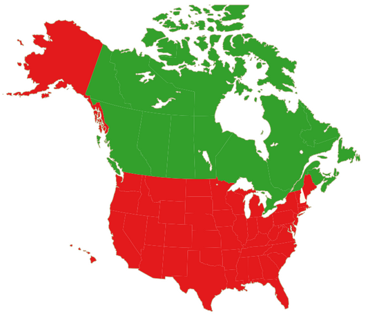 United States and Canada eSIM plans - map of USA and Canada